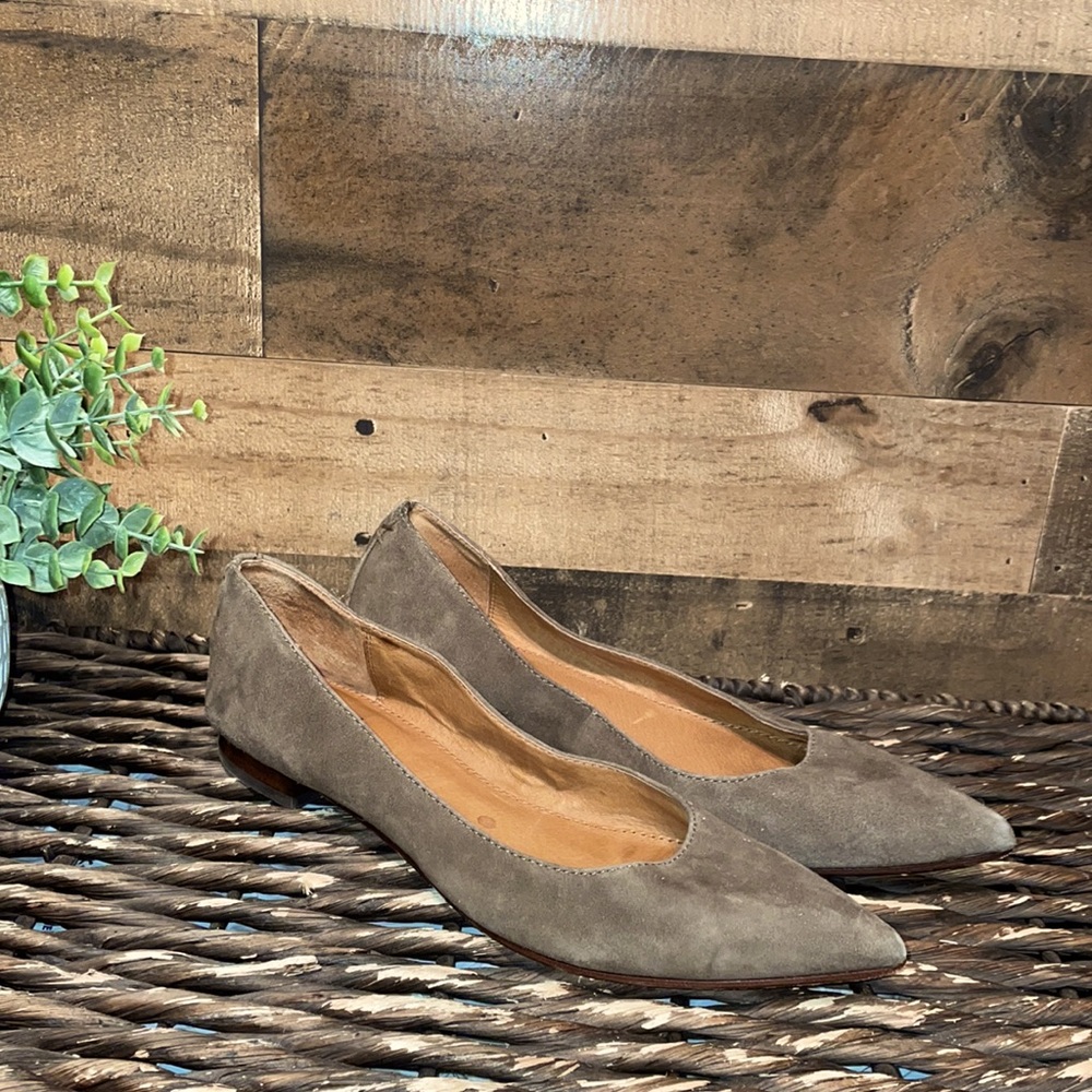 Frye Olive green suede pointy toe flats